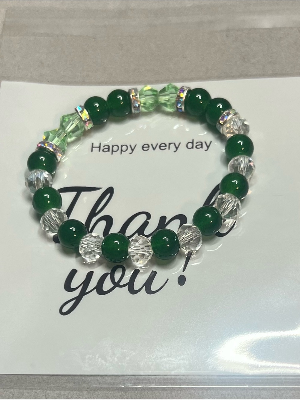 Green Crystal Stretch Bracelet by